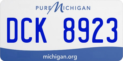 MI license plate DCK8923