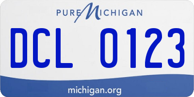 MI license plate DCL0123