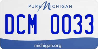 MI license plate DCM0033