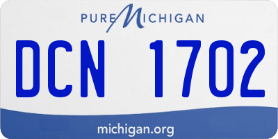 MI license plate DCN1702
