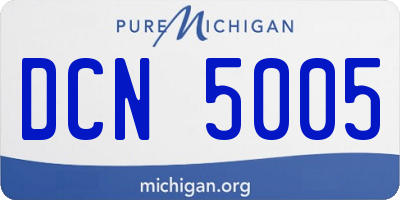 MI license plate DCN5005