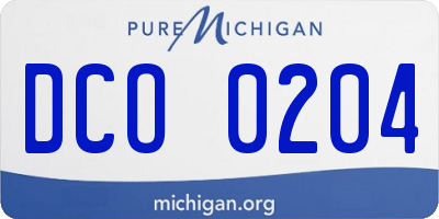 MI license plate DCO0204