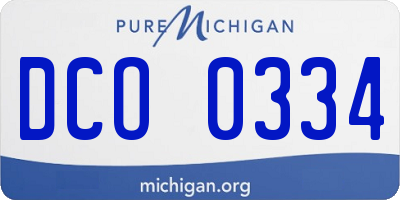 MI license plate DCO0334