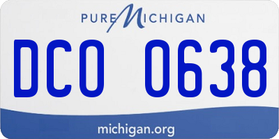 MI license plate DCO0638
