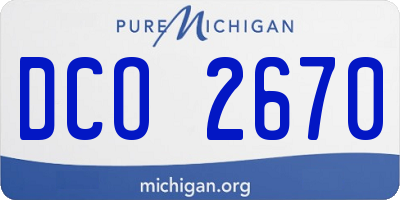 MI license plate DCO2670