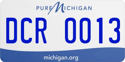 MI license plate DCR0013