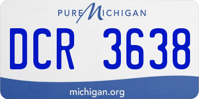 MI license plate DCR3638