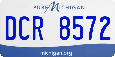 MI license plate DCR8572