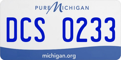 MI license plate DCS0233