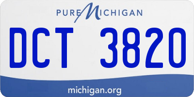 MI license plate DCT3820