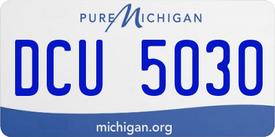 MI license plate DCU5030