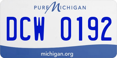 MI license plate DCW0192