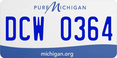 MI license plate DCW0364