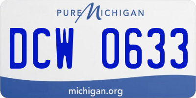 MI license plate DCW0633