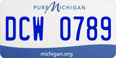 MI license plate DCW0789