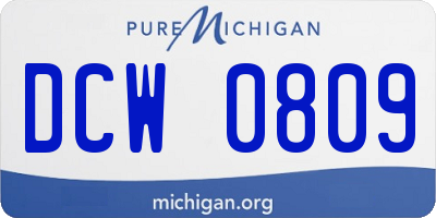 MI license plate DCW0809