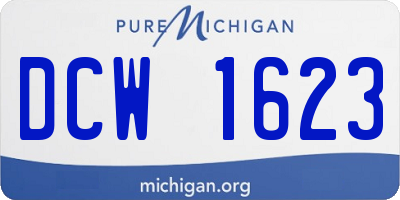 MI license plate DCW1623