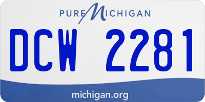 MI license plate DCW2281