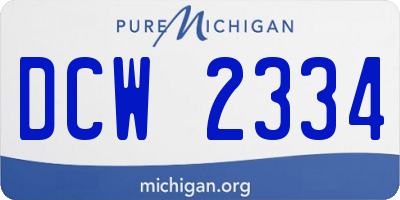 MI license plate DCW2334