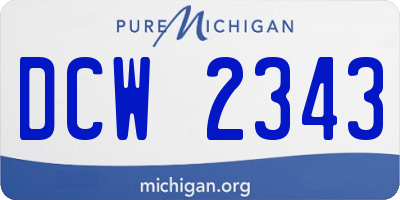 MI license plate DCW2343