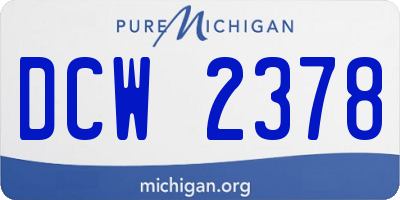 MI license plate DCW2378