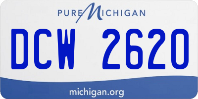 MI license plate DCW2620