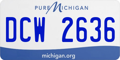 MI license plate DCW2636