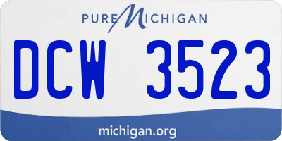 MI license plate DCW3523