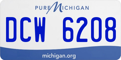 MI license plate DCW6208