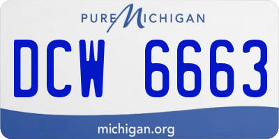 MI license plate DCW6663
