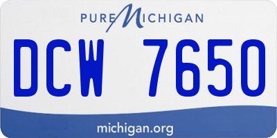 MI license plate DCW7650