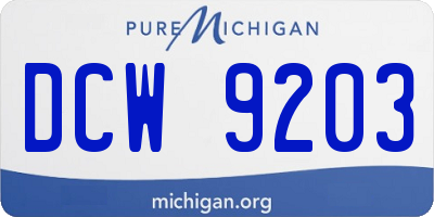 MI license plate DCW9203