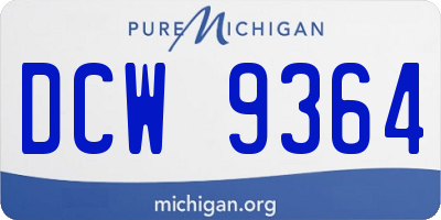 MI license plate DCW9364