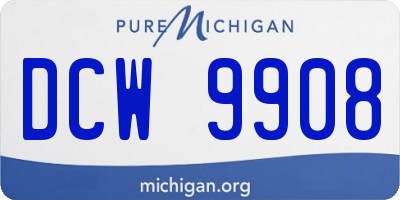 MI license plate DCW9908