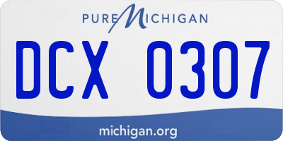 MI license plate DCX0307