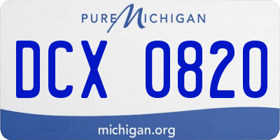 MI license plate DCX0820