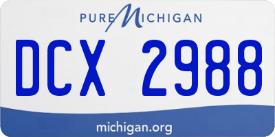 MI license plate DCX2988