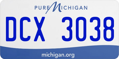 MI license plate DCX3038