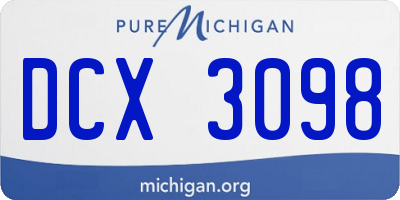 MI license plate DCX3098