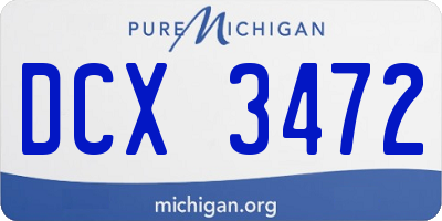MI license plate DCX3472