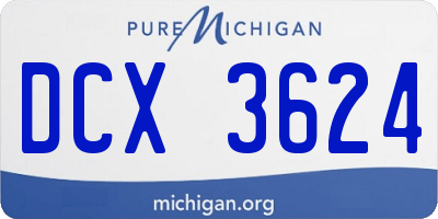 MI license plate DCX3624