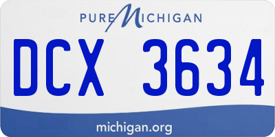 MI license plate DCX3634