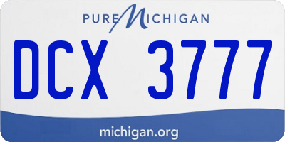 MI license plate DCX3777
