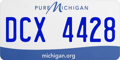 MI license plate DCX4428