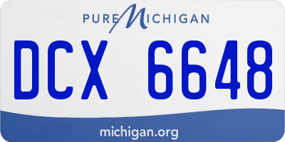MI license plate DCX6648