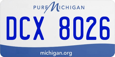 MI license plate DCX8026