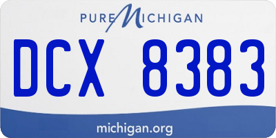 MI license plate DCX8383