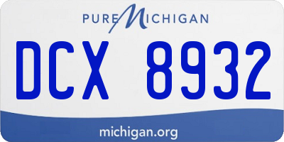 MI license plate DCX8932