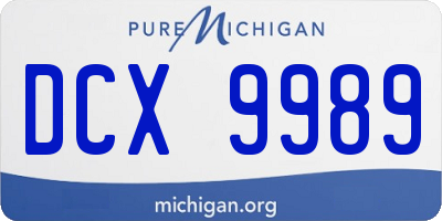 MI license plate DCX9989