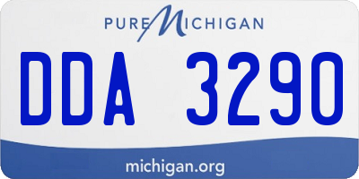 MI license plate DDA3290